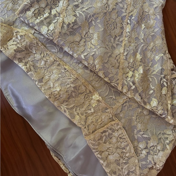 Gorgeous David's Bridal Metallic Gold Lace Overlay Dress - Picture 5 of 13